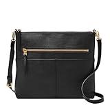 Fossil Women's Fiona Leather Large Crossbody Purse Handbag, Black (Model: ZB7267001)