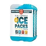 Healthy Packers Ice Packs for Lunch Boxes & Coolers - Freezer Packs - Original Cool Pack | Cooler Accessories for Beach, Camping & Fishing | Slim & Long-Lasting Reusable Ice Pack for Cooler (Set of 4)