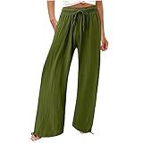 peime ofertas del Dia de hoy relampago Cotton Linen Pants for Women 2024 Drawstring Elastic Hight Waist Womens Wide Leg Cargo Pants Loose fit Palazzo Pants for Women Tall with Pockets AG