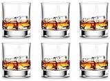 LUXU Whiskey Glasses-Premium 11 OZ Scotch Glasses Set of 6 /Old Fashioned Whiskey Glasses/Perfect Scotch Bourbon Whiskey Tumblers/Style Glassware for Bourbon/Rum glasses/Bar whiskey glasses,Clear