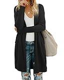 OUGES Women's 2024 Fashion Fall Winter Sweater Black Long Sleeve Lightweight Cardigan Shirt Clothing with Pockets(Black,L)