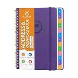 Address Book with Alphabetical Tabs-Address and Password Book for Seniors - Hardcover Spiral Bound Phone Book- Record Contacts, Website Login Passwords, Special Days -5.7" x 7.7", Purple