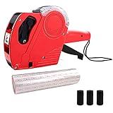 MX-5500 8 Digits Price Tag Gun with 5000 White Sticker Labels and 3 Extra Inker, Price Gun with Labels Kit, Label Maker Pricing Gun Kit, Numerical Tag Gun for Office, Grocery Store Marking (Red)