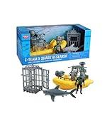 Wild Republic E-Team X Shark Set Playset, Action Figure, Shark, Boat, Diving Cage, Gifts for Kids, 4-Piece Set 15394 , Cuddlekins