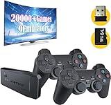 Wireless Retro Game Console,Retro Gaming Console,Retro Game Stick,Plug & Play Video TV Game Stick with 20600+Games Built-in,9 Emulators,with Dual 2.4G Wireless Controllers(64G)