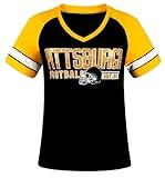 Womens City Football Fans Vintage Sporty V Neck Tee Shirts - Yellow & Black Size: XX-Large