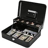 Jssmst Large Cash Box with Lock - 2017 New Metal Money Box 100% Safe, 11.8L x 9.5W x 3.5H Inches, Black, SM-CB0501L