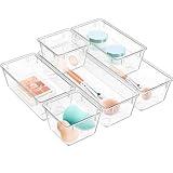 WOWBOX 6 Pack Clear Drawer Organizer Set, Acrylic Drawer Storage Trays, Storage Bins for Makeup, Cosmetics, Jewelries, Utensils, Gadgets, Office