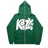 Brown Hoodie Kozy Hoodies for Men Full Zip Oversized Y2K Hoodie Long Sleeve Trendy Sweatshirt Graphic Zip Up Cropped Pullover Hoodie (Green, XXL)