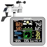 Sainlogic Weather Station Wireless Indoor Outdoor, Weather Station with Rain Gauge and Wind Speed/Direction, Temperature, Humidity, Air Pressure, Weather Forecast, Moon Phase, and Alarm (No WiFi)