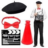 Yewong Adult Movie Director Costume Set Include Hat Bowtie Clapboard Megaphone for Film Birthday Party Photo Props (Set A)