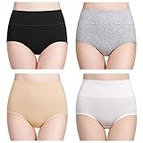 wirarpa Women's Cotton Postpartum Underwear High Waisted Ladies Panties Full Coverage Briefs 4 Pack Assorted Large