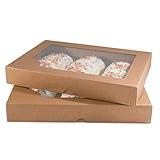 Cookie Cake Shop Kraft Gift Boxes with Clear Window (12-Pack) Paper DIY Craft Storage | For Cookies, Goodies, Sweet Treats, TShirts, Gifts, Baked Goods | Hobbies, Crafter, & Other Small Favors