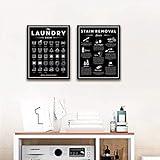 Laundry Symbols Wall Art Canvas Laundry Stain Removal Sign Laundry Guide Wall Art Laundry Instructions Poster Black White Laundry Pictures Laundry Room Decor Housewarming Gift 16X20x2 Inch Unframed