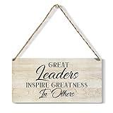 Inspirational Gifts Great Leaders Inspire Greatness In Others Wooden Hanging Sign Thank You Gifts for Boss Supervisor,Retirement Leaving Gifts Appreciation Idea for Women Men 6x12 Inches