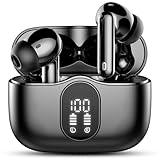 Wireless Earbuds, 2024 New Bluetooth 5.3 Headphones Bass Stereo, Ear Buds with Noise Cancelling Mic LED Display, 36H Playtime for Phones Sports Workout, IP7 Waterproof in Ear Earphones, Black