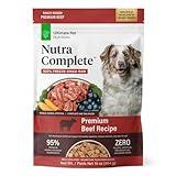 ULTIMATE PET NUTRITION Nutra Complete, 100% Freeze Dried Veterinarian Formulated Raw Dog Food with Antioxidants Prebiotics and Amino Acids, (1 Pound, Beef)