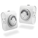 GE 46211, Two Outlet Grounded Mechanical Plug-in Timer, White, 2 Count