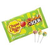 Chupa Chups SOUR Lollipops, Halloween Trick or Treat Candy Variety Pack, Lemon, Strawberry, and Apple Flavored, Individually Wrapped Bulk Sour Candy Suckers for Adults & Kids, Bag of 25