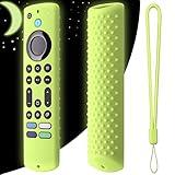 Silicone Remote case for 2023 Fire TV Stick 4K Max 2nd/Fir TV Omni Series/FireTV 4-Series Remote,Toshiba/Insignia Fire TV 6.2Inch Remote Cover with Lanyard(Glow Green)