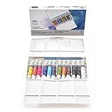 Winsor & Newton Cotman Watercolor Paint Set, 12 Colors, 8ml (0.27-oz) Tubes w/ Brush