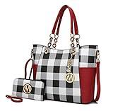 MKF Collection Tote Bag for Women, Handbag Set with Wallet-Top-Handle- Vegan Leather Purse Red by Mia k