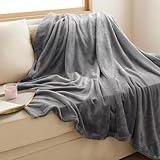 Bedsure Fleece Blankets Twin Size Grey - 300GSM Lightweight Plush Fuzzy Cozy Soft Twin Blanket for Bed, Sofa, Couch, Travel, Camping, 60x80 inches