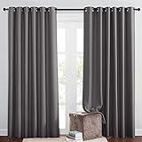 NICETOWN Blackout Living Room Curtains Extra Wide, Triple Weave Grommet Top Thermal Insulated Window Treatment Light Blocking Panels for Patio/Porch (Grey, W80 x L84, Set of 2)