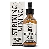 Striking Viking Beard Oil Conditioner Unscented for Men (Large 2 oz) - All Naturally Derived Formula With Argan & Jojoba Oils - Softens, Smooths & Strengthens Beard Growth - Beard Conditioner Oil Men