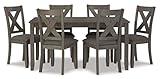 Signature Design by Ashley Caitbrook Rustic 7 Piece Dining Set, Include Table and 6 Chairs, Gray