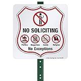 SmartSign 10" x 10" No Soliciting, No Politics, No Magazines, No Candy, No Religion, No Exceptions Yard Sign with 3 ft Stake, 40 mil Laminated Aluminum, Red/Black/White, Set of 1, USA-Made