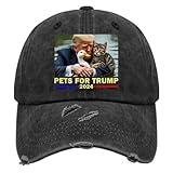 Save Our Pets Trump 2024 Funny 2024 Presidential Election Hats for Men Washed Distressed Baseball Cap Low Profile Washed Dad Hats Adjustable