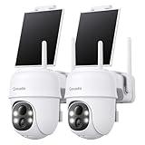 Cinnado 2K Cameras for Home Security-2.4G WiFi Outdoor Camera Wireless Solar/Battery Powered, 360° Viewing, Human Detection, Color Night Vision, Cloud/SD Storage, Works with Alexa/Google Home(2 Pack)