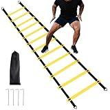 1/2/4 Pack 12 Rungs Agility Ladder Set, Agility Ladder Set, Speed Training Ladder with Steel Stakes and Carry Bag for Soccer, Speed Fitness Feet Training (1 Pack, 12 Rungs)