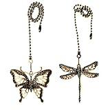 GDQLCNXB Ceiling Fan Pull Chain Ornaments Extension,12 Inches Lighting And Fan Beaded Ball Fan Pull Chain Extender with Connector, Dragonfly and Butterfly Ceiling Fan Pull Chain Set-2Pcs