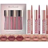 BestLand 6Pcs Matte Liquid Lipstick + Lip Liner Pens Set, One Step Lips Makeup Kits Pigment Velvety Nude Lip Stain Waterproof Long Wear Lip Gloss Make up Gift Set (Classic Allure Set)