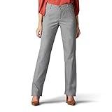 Lee Women's Wrinkle Free Relaxed Fit Straight Leg Pant, Ash Heather, 18