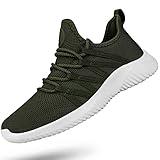 Feethit Womens Slip On Running Shoes Non Slip Walking Shoes Lightweight Gym Workout Shoes Breathable Fashion Sneakers All Olive Green Size 9.5