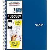 Five Star Spiral Notebook + Study App, 3 Subject, College Ruled Paper, Fights Ink Bleed, Water Resistant Cover, 8-1/2" x 11", 150 Sheets, Blue (73623)