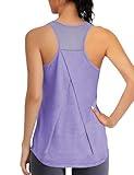 AURUZA Workout Tops for Women, Racerback Tank Tops for Women Athletic Tank Tops Mesh Yoga Shirts Running Sleeveless Gym Cloth (Purple, M)