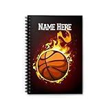 Personalized Flaming Basketball Custom Jersey Number Spiral Notebook - Custom Notebook for for Kid, Teens, Girls, Women, Kids Gifts