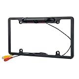 Car Rear View Backup Camera IR Night Vision US License Plate Frame CMOS Alloy Black