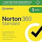 Norton 360 Standard 2024, Antivirus software for 1 Device with Auto Renewal – Includes VPN, PC Cloud Backup & Dark Web Monitoring powered by LifeLock [PC/Mac Download]