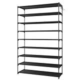 Kitsure Shoe Rack - Premium Non-Woven Shoe Rack Shelf, Shoe Organizer for Closet, Entryway, Garage & Corridor, Sturdy & Durable Long Stackable Shoe Shelves, 5X-Large, Black