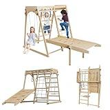 Foldable Indoor Jungle Gym for Toddlers, 8-in-1 Montessori Indoor Toddler Climbing Playset, Space-Saving Toddler Indoor Playground with Slide/Climbing, Play Table/Net, Monkey Bars, Swing,Hanging Ring