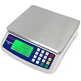 Large Digital Kitchen Scale 40kg/88lb Stainless Steel Price Computing Scale Counting Scale Deli Scale with LCD Display for Baking Bread Cooking Meat Prep Parts and Coins Adapter Included