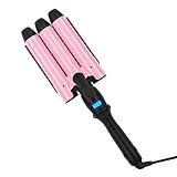 32mm (1.25") Triple Ceramic Curling Iron, Aima Beauty Mermaid Big Wave 3 Barrel Wand with Adjustable Temperature, Portable Hair Waver Heats Up Quickly (Pink)