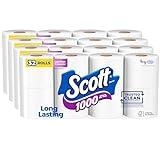 Scott 1000 Trusted Clean Toilet Paper, 32 Rolls, Septic-Safe, 1-Ply Toilet Tissue