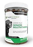 VETRISCIENCE Canine Plus MultiVitamin for Senior Dogs - Vet Recommended Vitamin Supplement - Supports Mood, Skin, Coat, Liver Function, 60 Chews (Packaging May Vary)