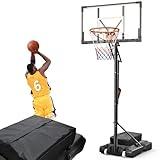 FirstAsk Basketball Hoop Outdoor 10 FT Height Adjustable Basketball Goals Systems Portable with 44" Backboard and Wheels for Youth Adults Kids - Backyard, Driveway, Indoor Play